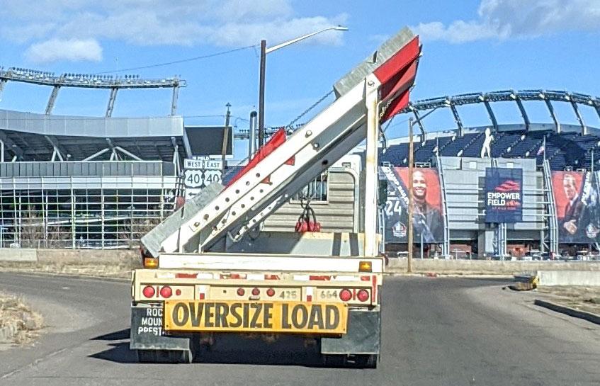 Freight Truck Driving into Broncos Stadium