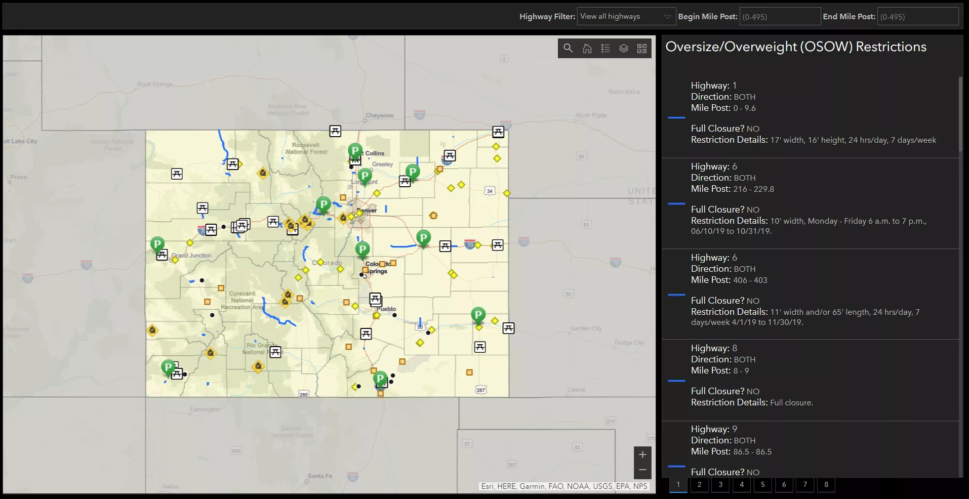Freight Dashboard map in ArcGIS