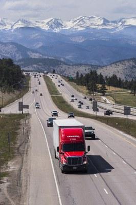 Driving along Interstate 70 near Denver