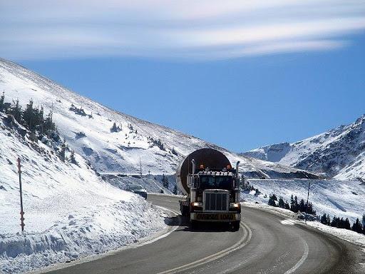 Truck on a mountain pass
